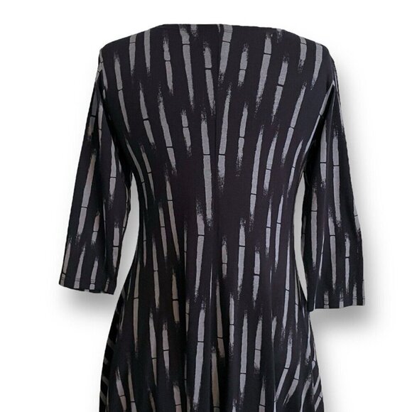 MxM by Matthildur Womens Dress XS Black Gray Stripe Midi Lagenlook Minimalist - Picture 7 of 8